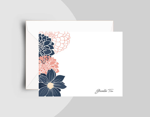 Dahlia Blue & Blush Note Cards