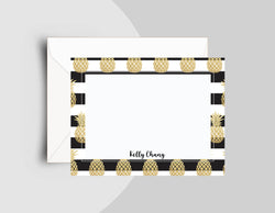 Gold Pineapple B&W Note Cards