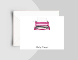 Retro Pink Typewriter Note Cards