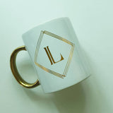 Monogram Gold Handle Ceramic Mug