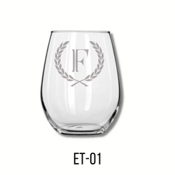 Glass-Etched Stemless Wine Glass