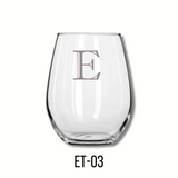 Glass-Etched Stemless Wine Glass