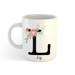 Monogram Floral Ceramic Mug