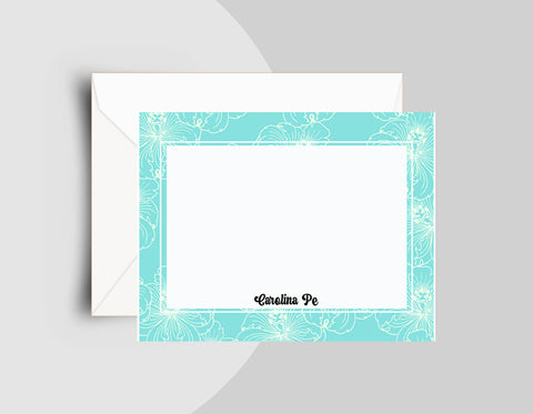 Floral Mint Note Cards