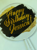 Personalized Acrylic Paint Stroke Cake Topper