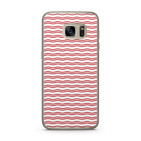 Nautical Red Wavy Lines