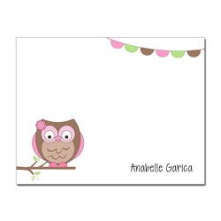 Pink Owl Fiesta Note Cards