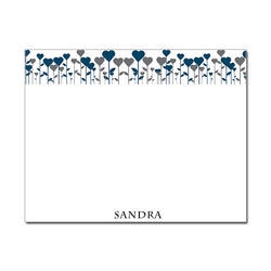 Blue & Gray Hearts Note Card