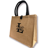 Monogram Burlap Tote Bag