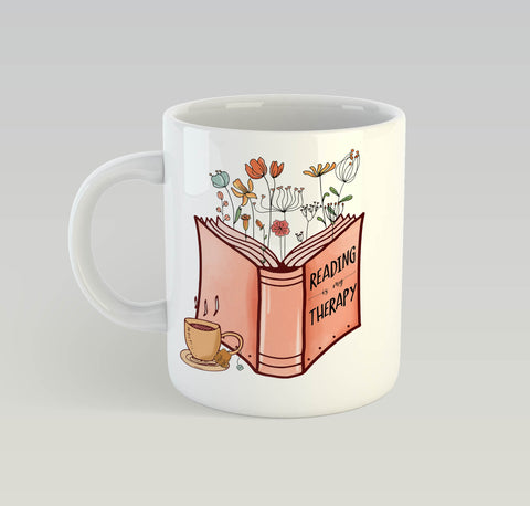 Reading Is My Therapy Ceramic Mug