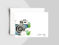 Retro Blue Camera Note Cards