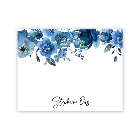 Watercolor Blue Floral Note Cards